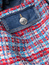 panelled tweed denim mini dress